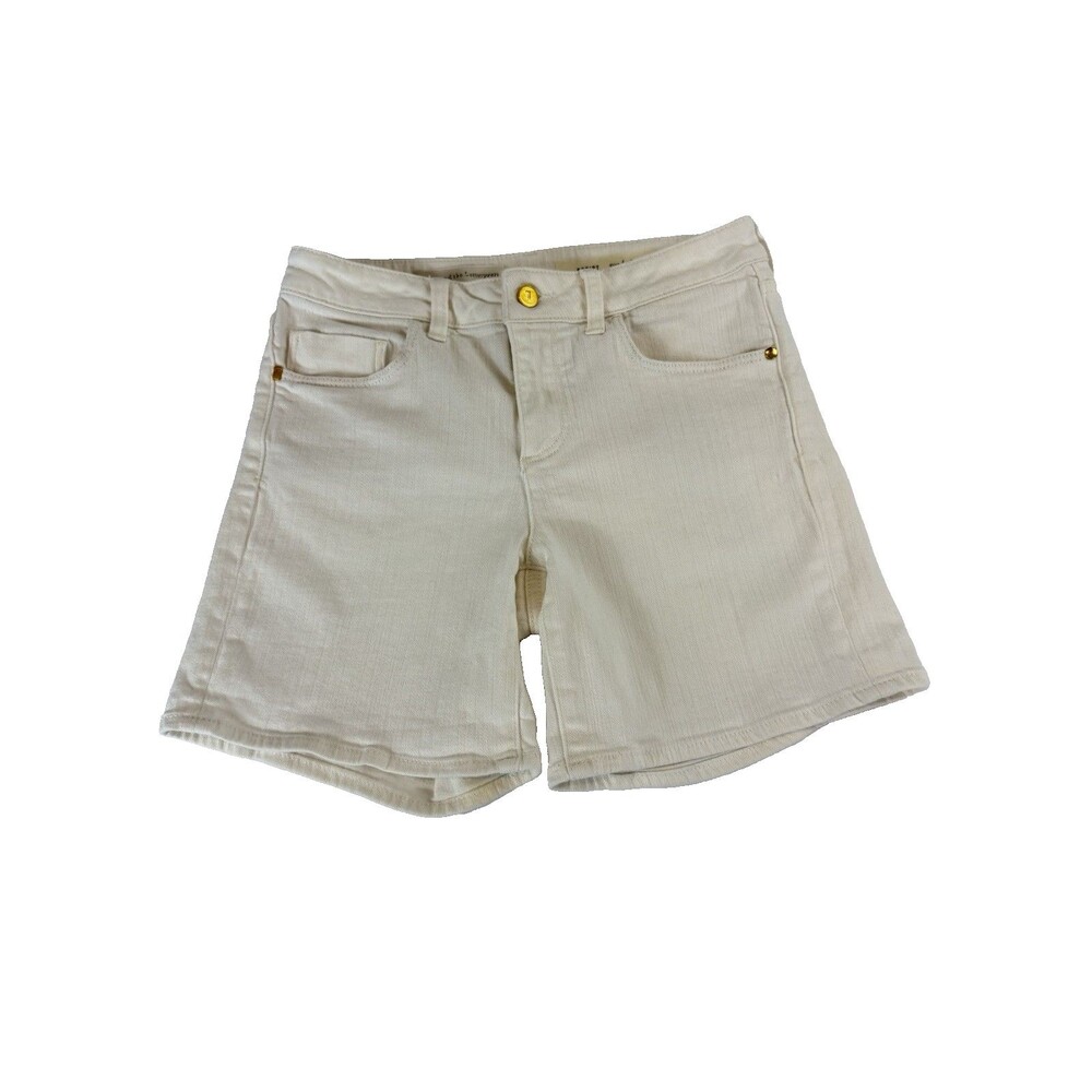 Pilcro and the Letterpress Script Shorts Size 28 Ivory Stretch Denim Bermuda Sho